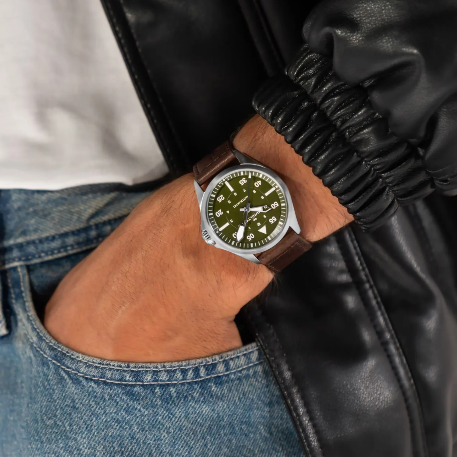 Hamilton - Khaki Aviation Pilot Automatic 39 mm Olive Green Dial - H76305560 - Image 4