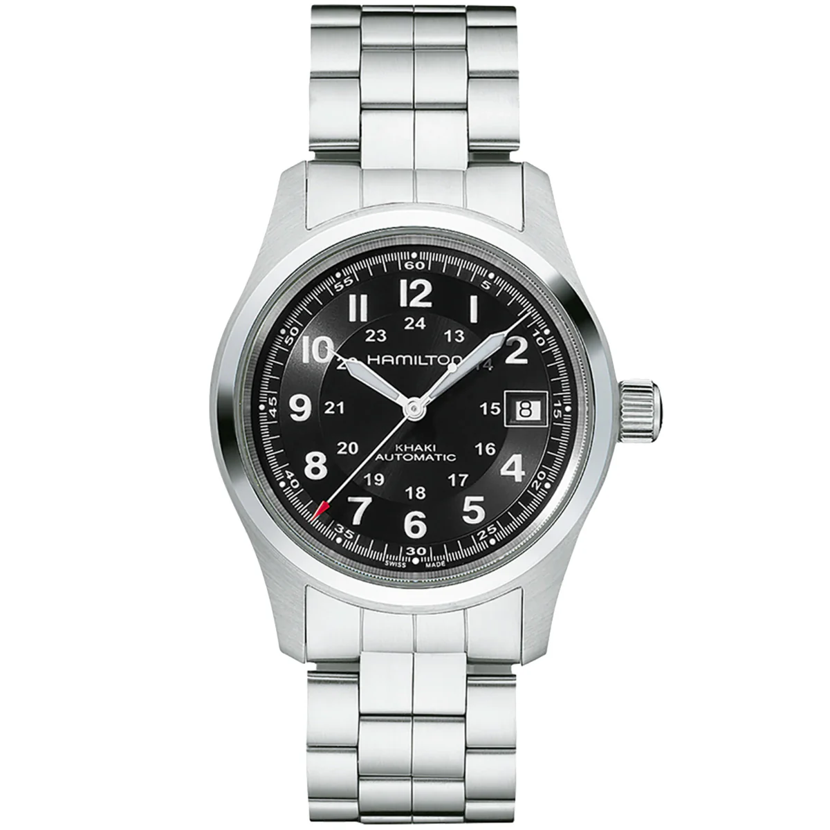 Hamilton - Khaki Field 38 mm Automatic Stainless Bracelet Black Dial Date - H70455133