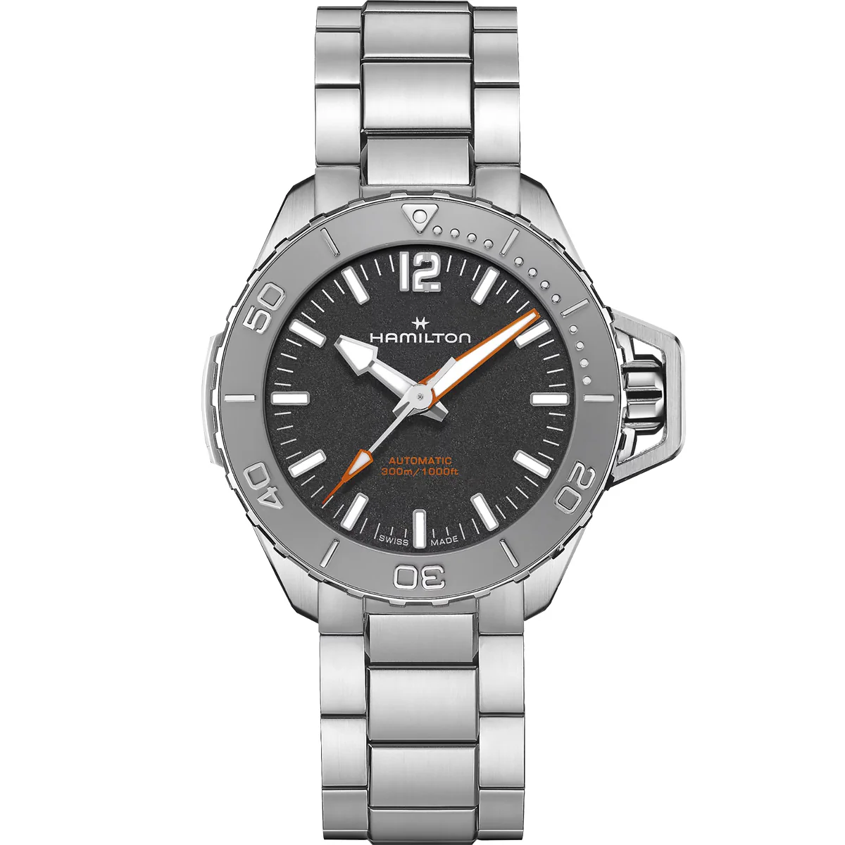 Hamilton - Khaki Navy 41 mm Frogman Automatic Stainless Case Black Dial - H77485130