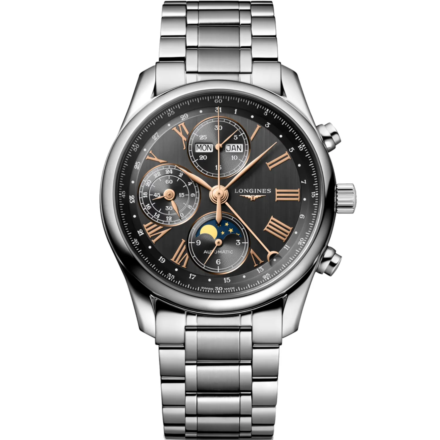 Longines - Master Collection 40 mm Moon-Phase Anthracite Bracelet - L26734616