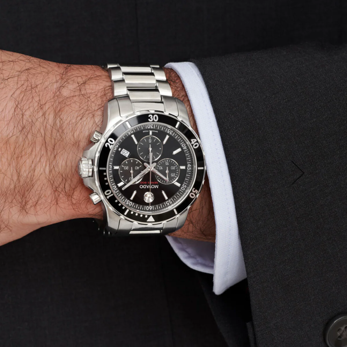 Movado - 800 Series 42 mm Performance Case & Bracelet Black Chronograph Dial - 2600142 - Image 4