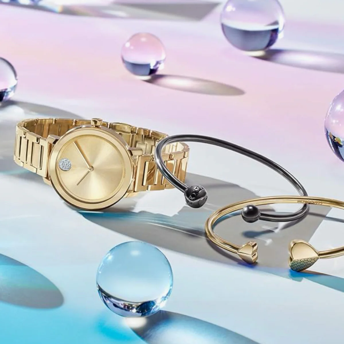 Movado - Bold Evolution 34 mm Yellow Gold PVD Crystal-set Movado Dot - 3600649 - Image 4