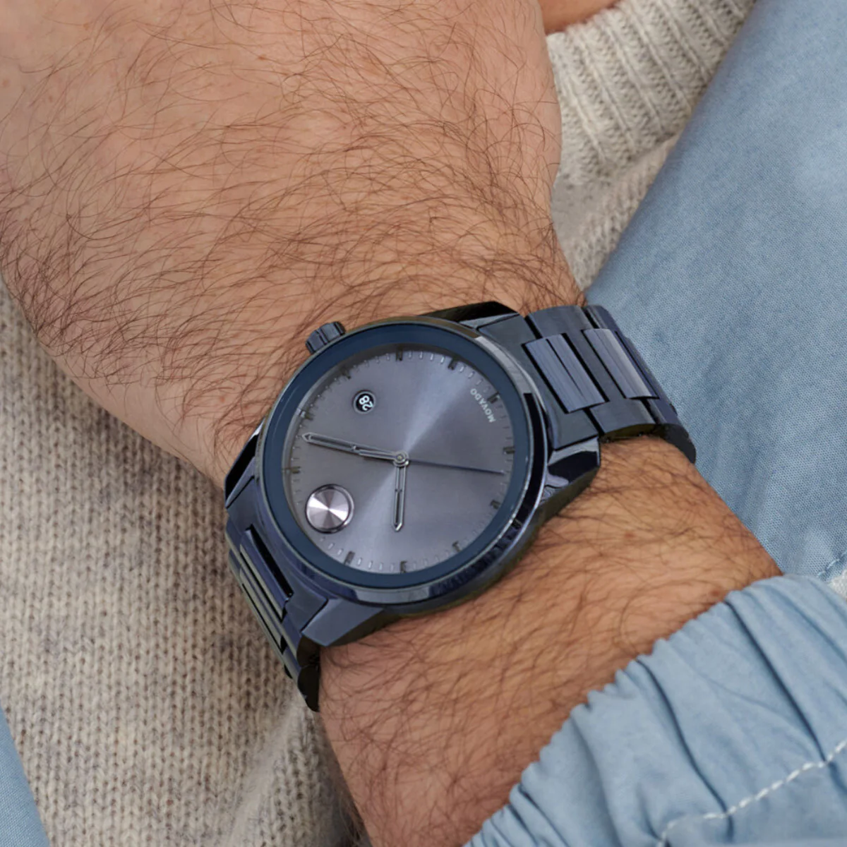 Movado - Bold Verso 42 mm Blue Case Bracelet & Dial Date - 3600862 - Image 4