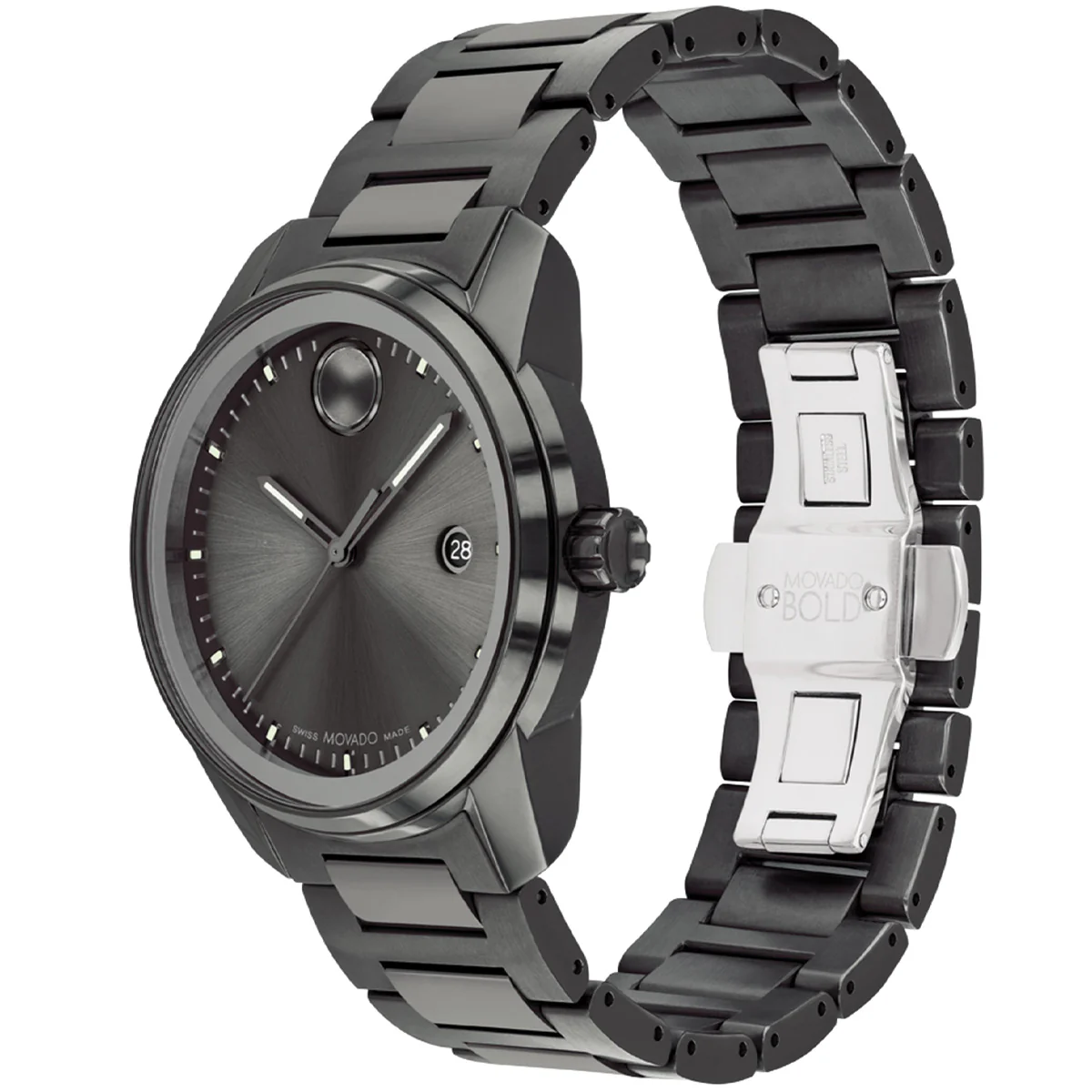 Movado - Bold Verso 42 mm Gunmetal Ion-Plated Case & Link Bracelet Date - 3600860 - Image 2