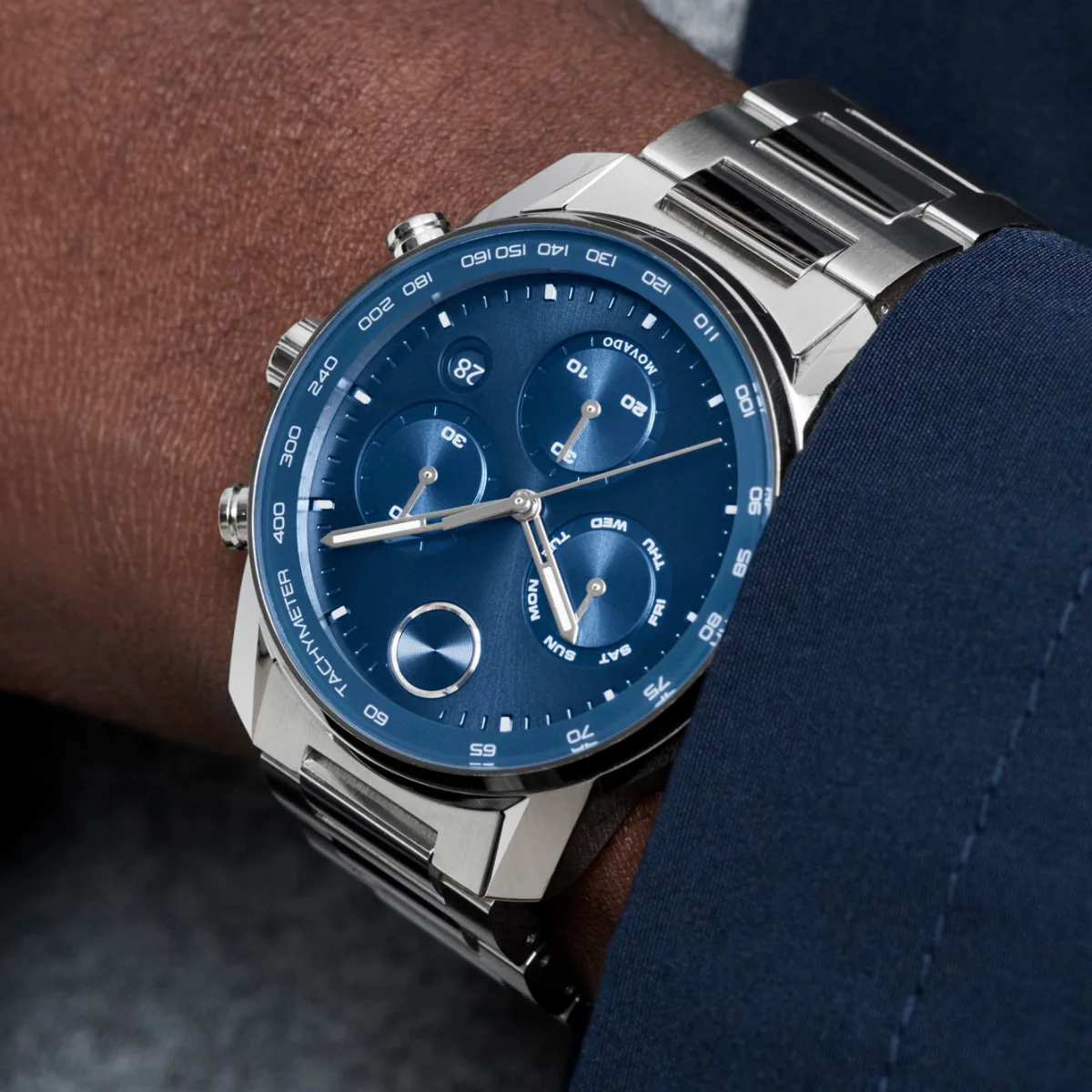 Movado - Bold Verso 44 mm Chronograph Blue Dial & Bezel Steel - 3600740 - Image 4