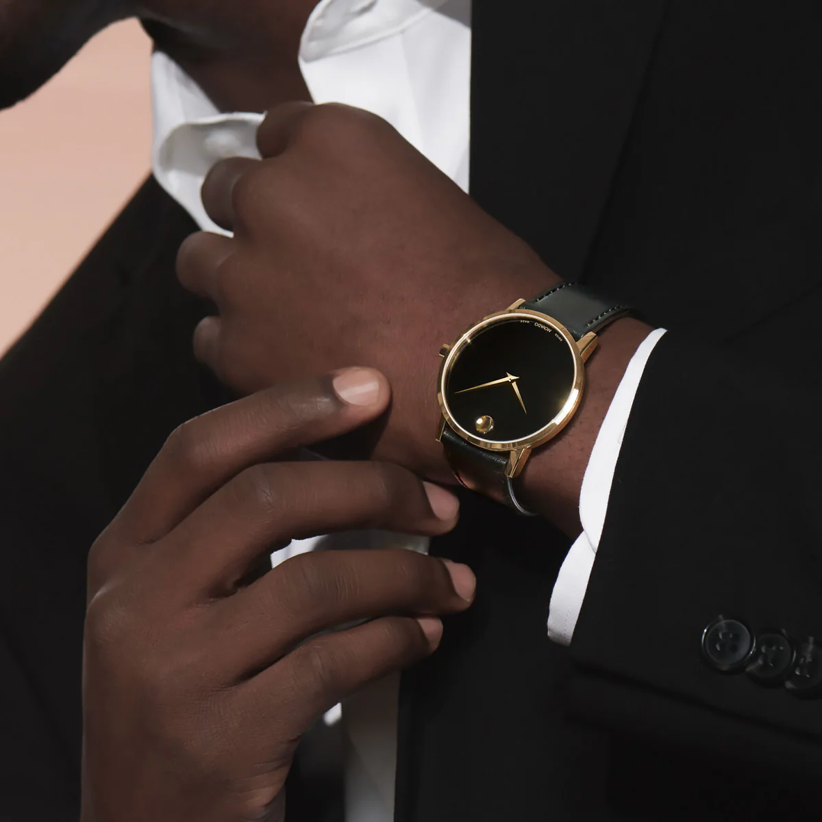 Movado - Museum Classic 40 mm Yellow Gold PVD Black Leather Band - 0607271 - Image 4