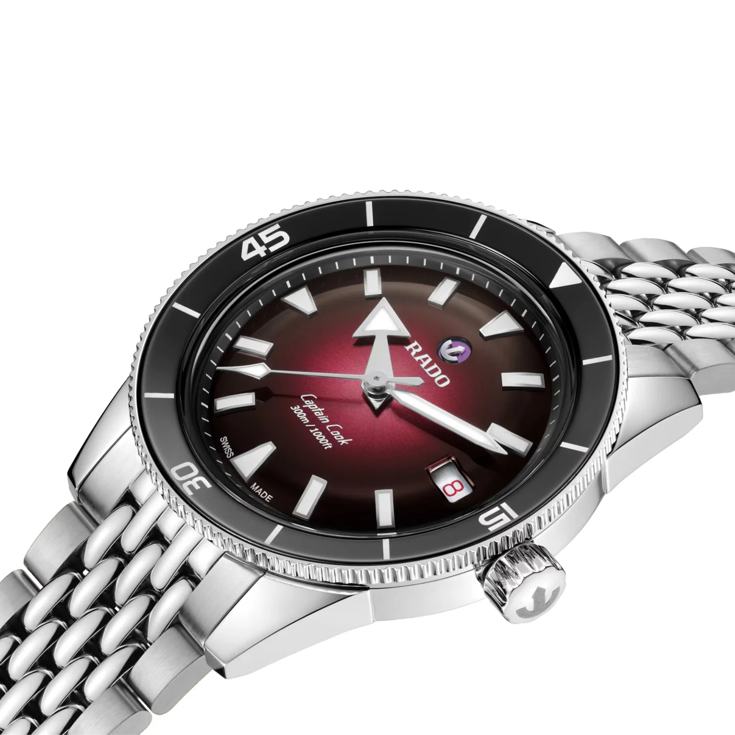 Rado - Captain Cook 39 mm Black Red Dial Two Extra Straps - R32223408 - Image 3